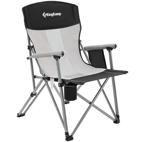King Camp Hard Arm Comfortable Oversized Folding Camping Chair With Hide-Away Drink Holder