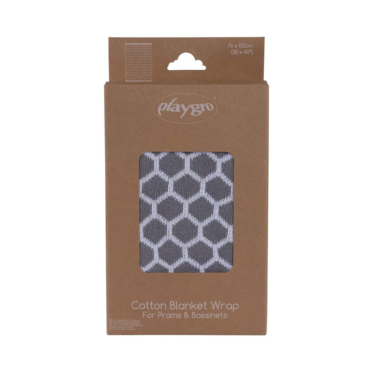 Playgro Cotton Blanket Wrap Honeycomb Grey