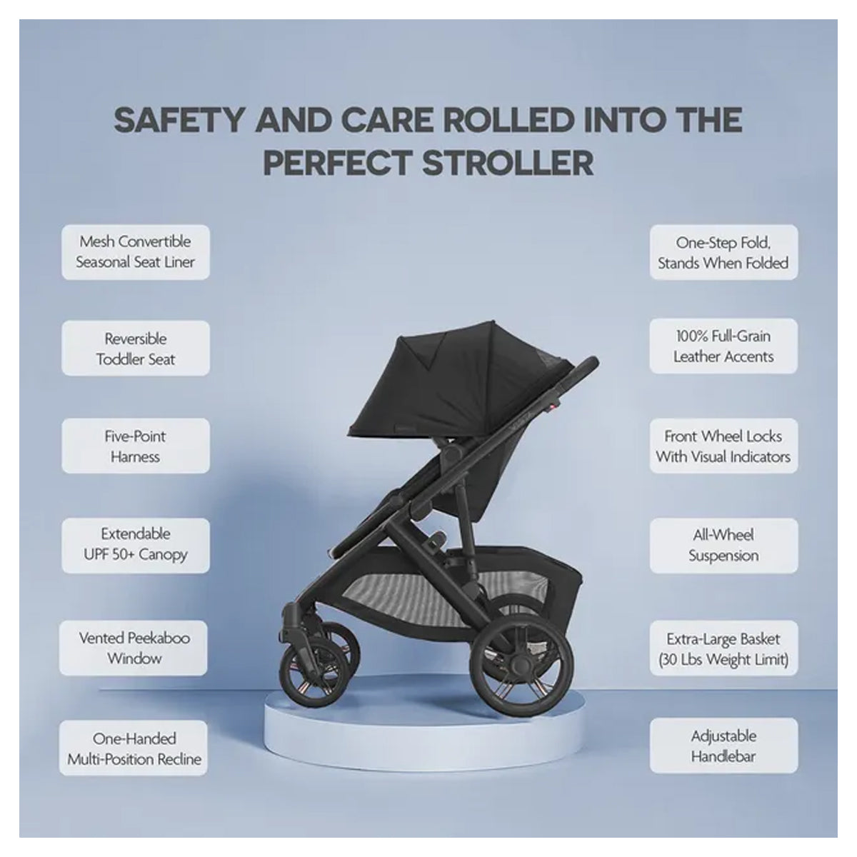 Uppababy Vista V3 Stroller - Jake - Charcoal | Carbon Frame