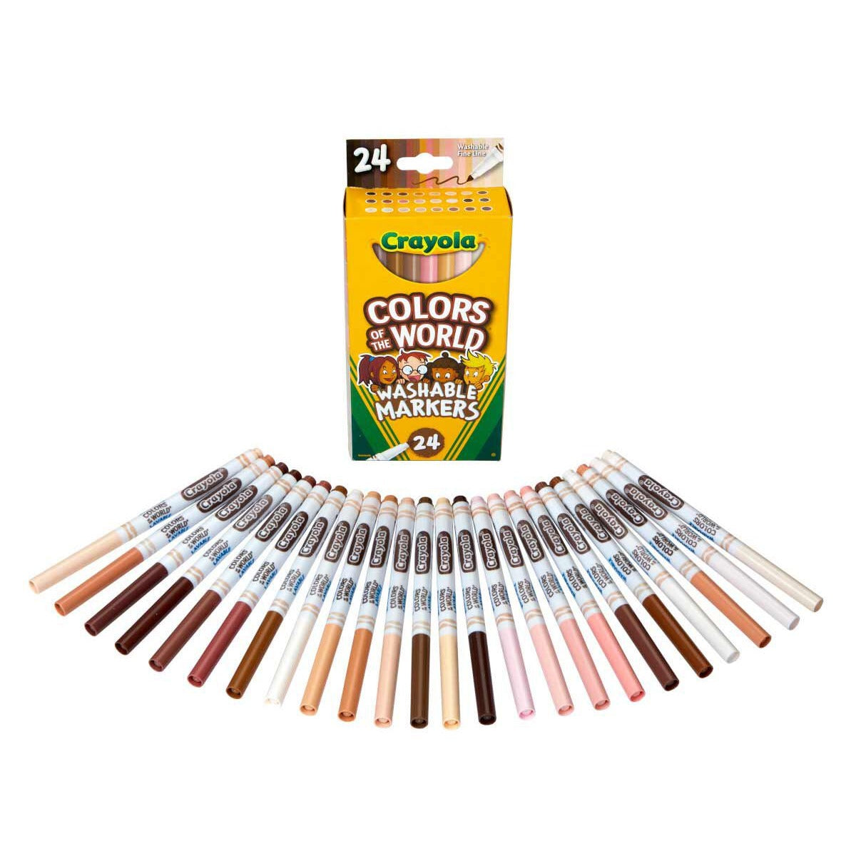 Crayola Colors of the World Fine Line Washable Skin Tone Markers, 24 Count