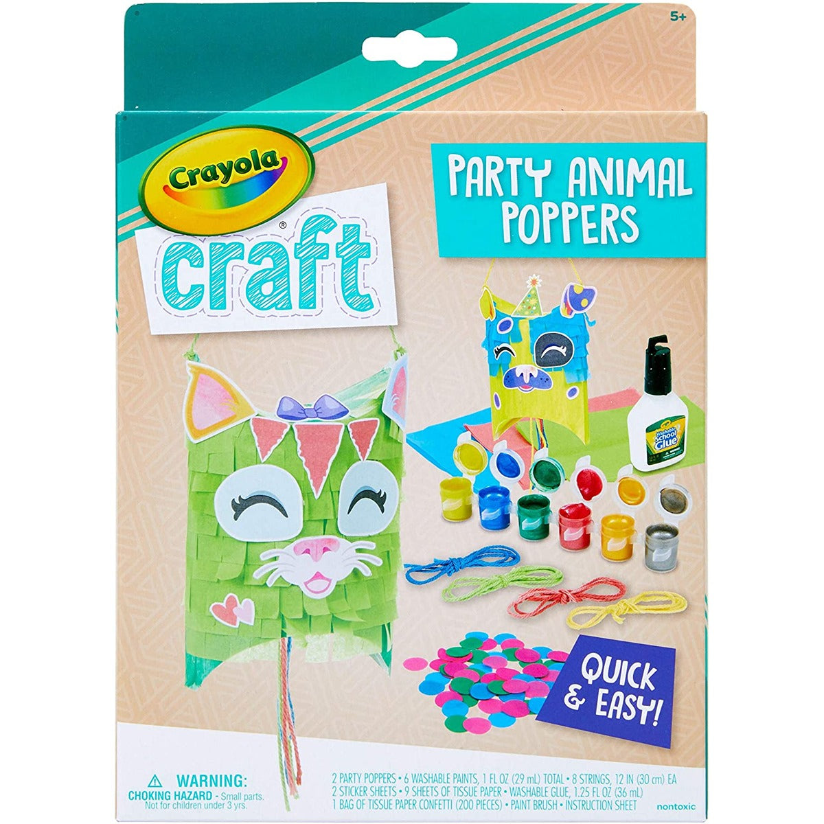 Crayola Craft Confetti Party Poppers, Animal Craft for Kids