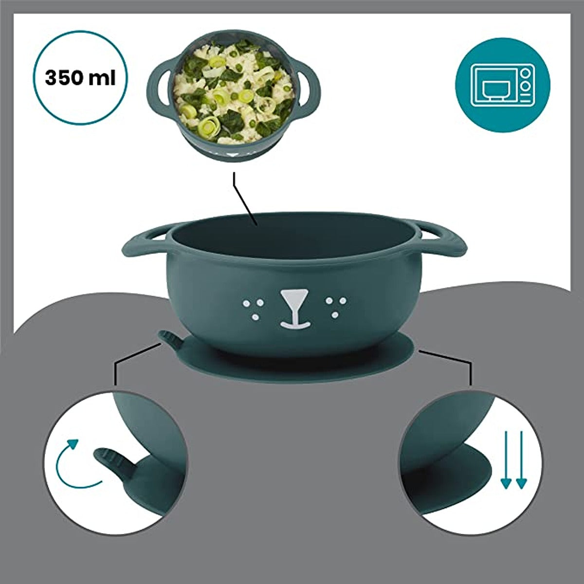 BabyMoov 3-Piece Silicone Bowl, Spoon & Bib Weaning Set,Blue