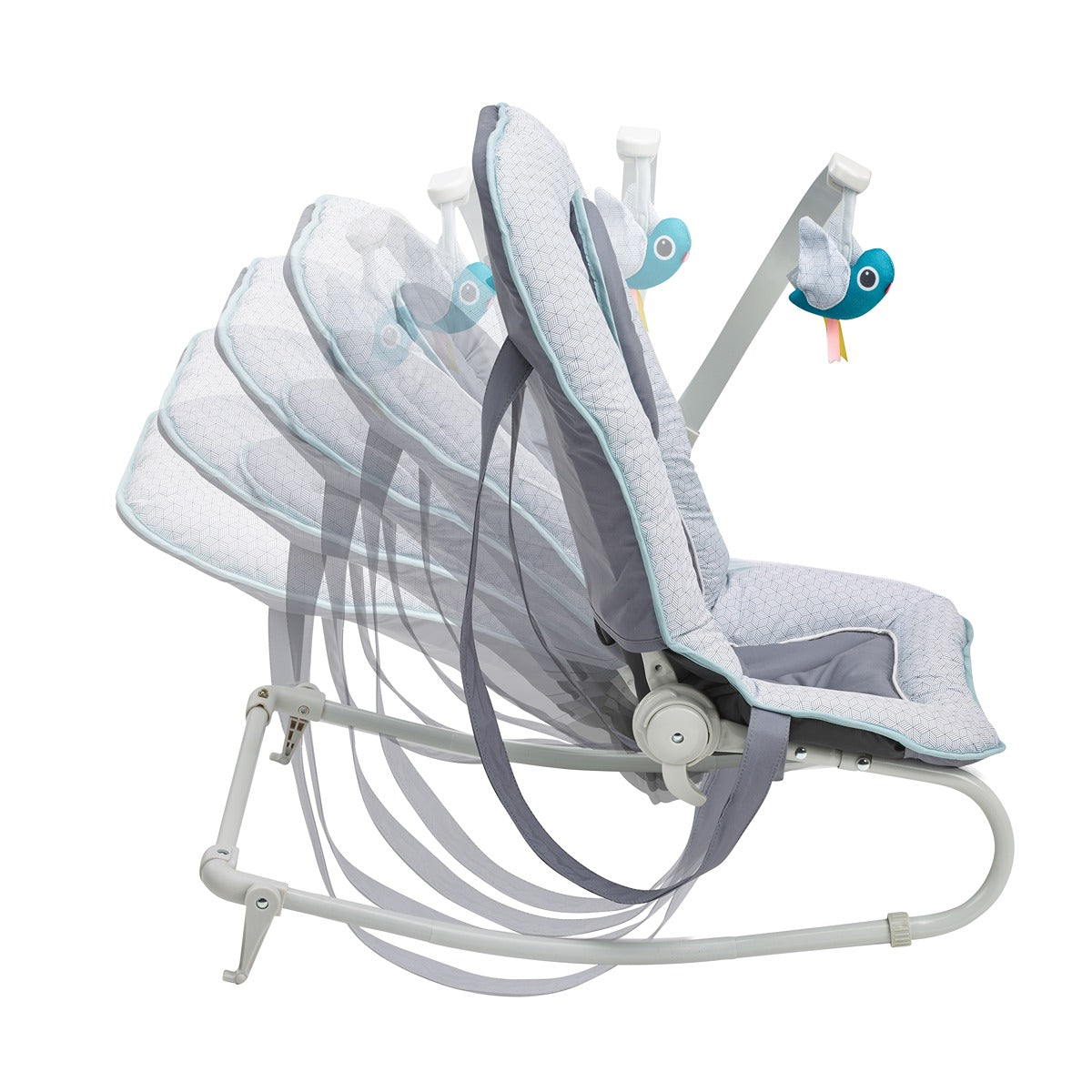 BabyMoov Graphik Baby Bouncer, Rocker Chair - 0m+ Recining Backrest, Cosy Cushioned Seat - Blue