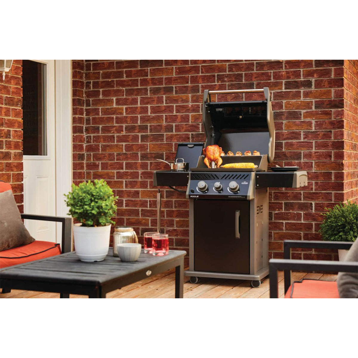 Napoleon Legend  365 Propane Gas Grill with Range Side Burner, Black