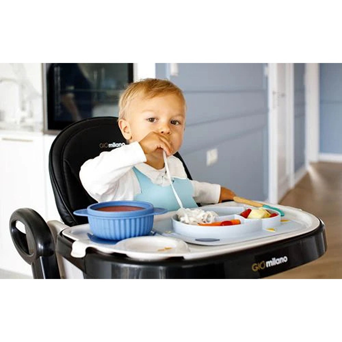 InnoGio GIO Fox Toddler Plate for Baby, Dishwasher Safe, Blue