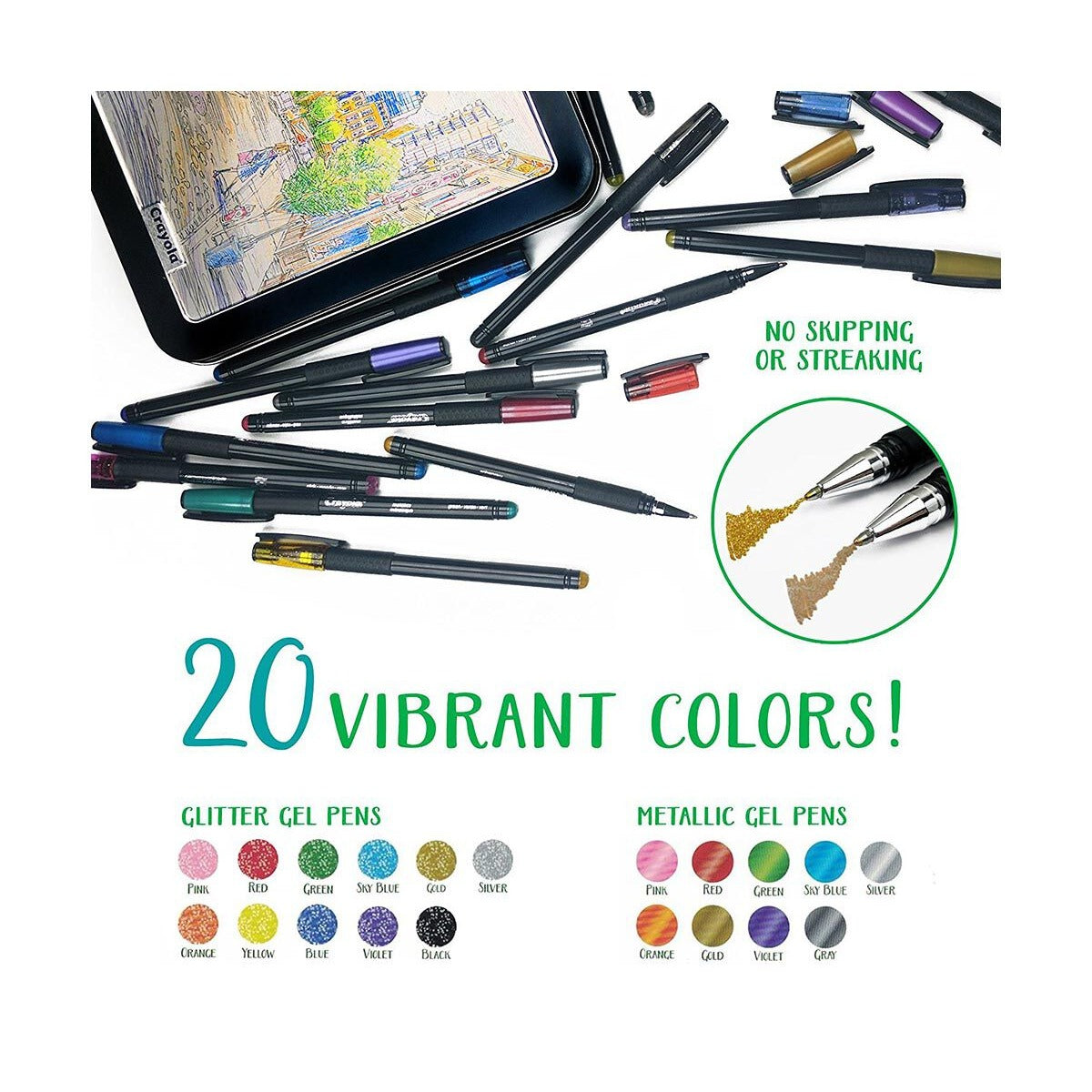 Crayola Signature Detailing Gel Pens, 20 Count