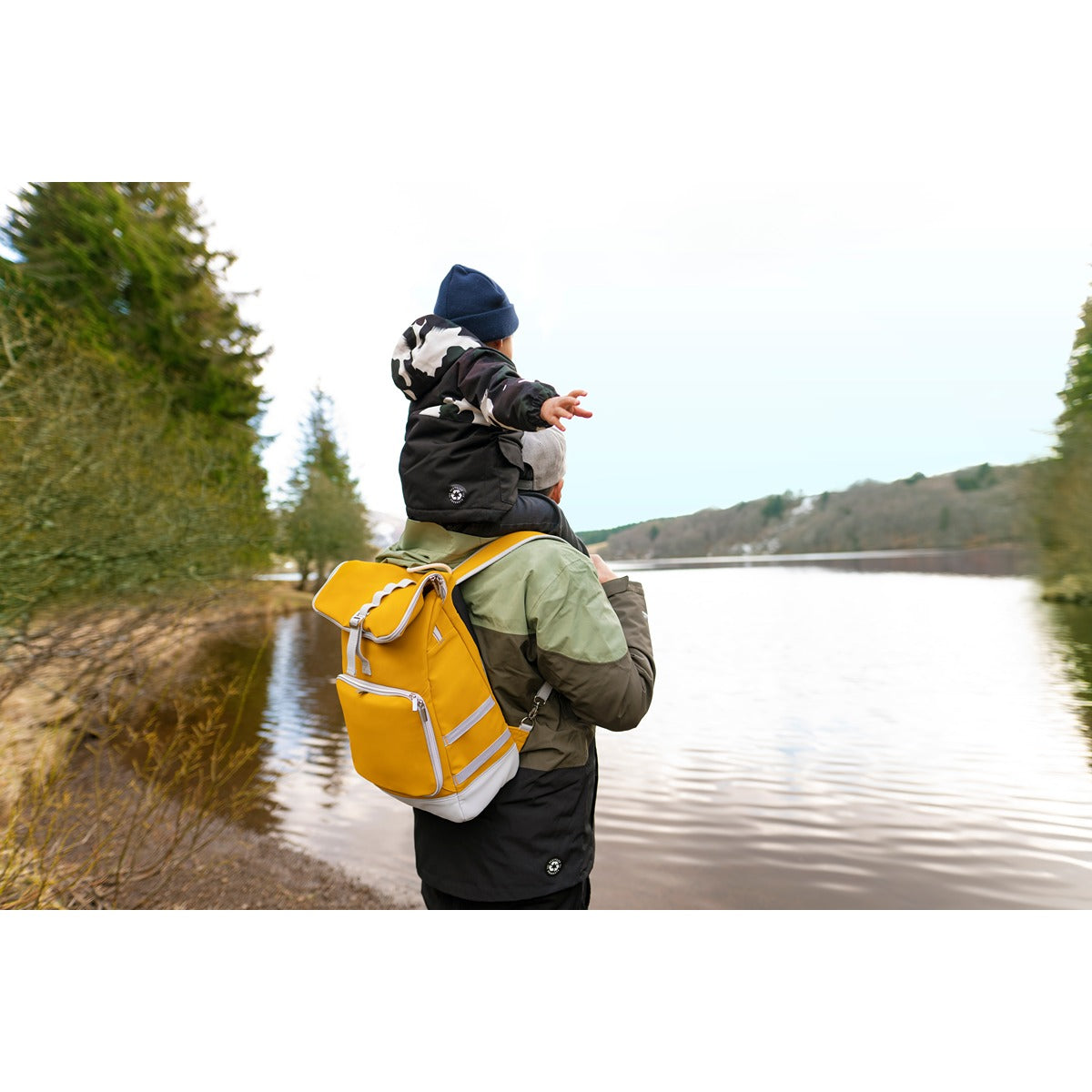 BabyMoov Sancy Diaper Bag Backpack | Unisex Back Pack with Heavy Duty Roll-Top Closure, Large Insulated Compartment, Changing Pad and Accessories, Saffron Yellow