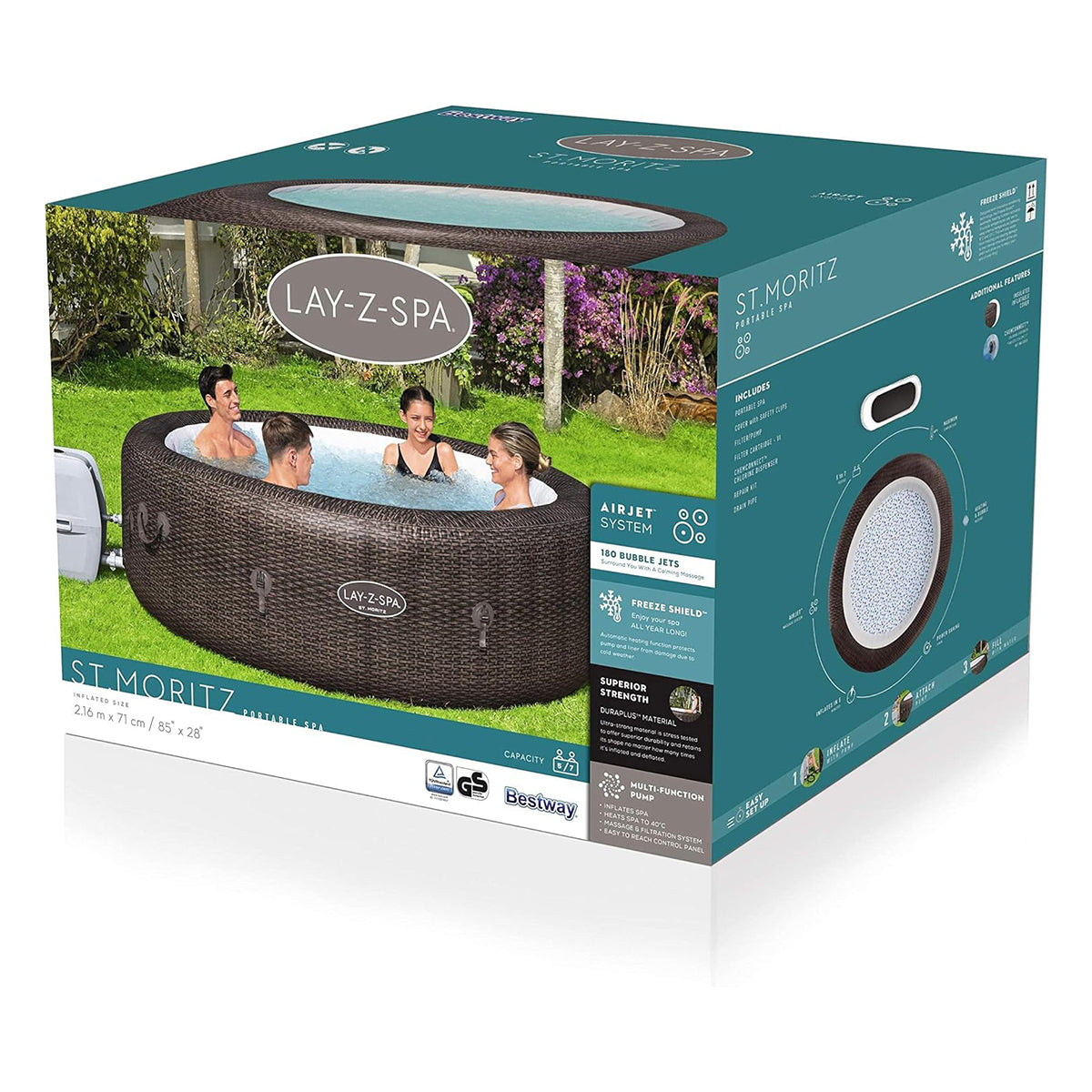 Bestway Bestway Lay-Z-Spa 85"x28"/2.16Mx71Cm St.Moritz Airjet