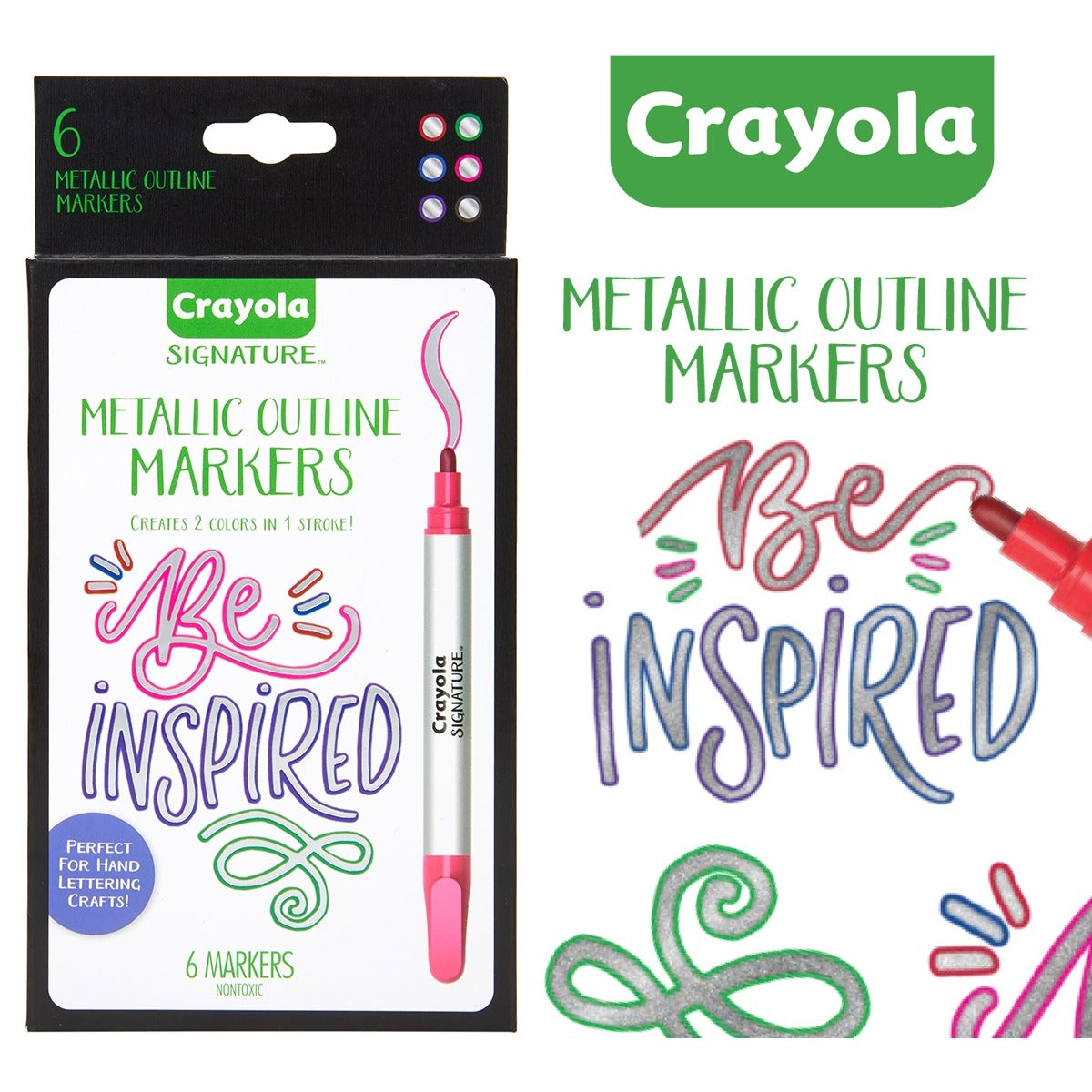 Crayola Signature Metallic Outline Paint Markers, 6 Count
