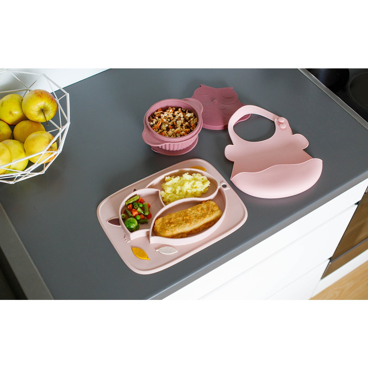 InnoGio GIO Fox Toddler Plate for Baby, Dishwasher Safe, Pink