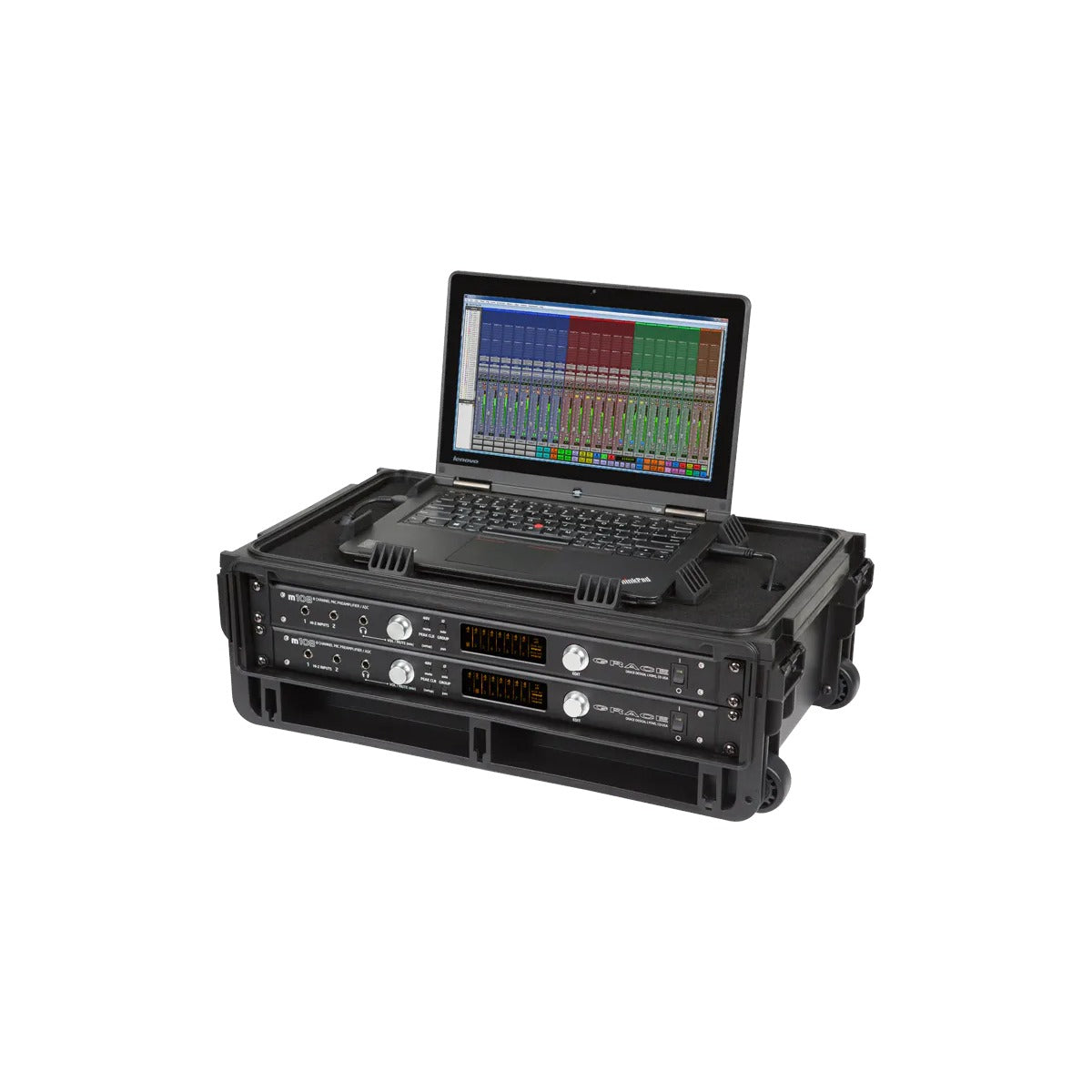 SKB Injection Molded 2ULaptop/Studio Flyer Rack Case with wheels and pull handle