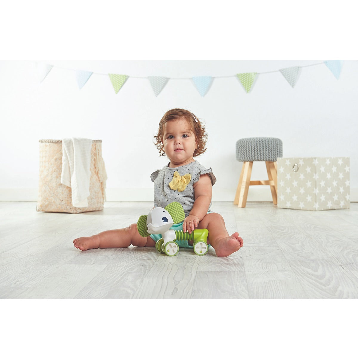 Tiny Love TINY ROLLING TOY - SAMUEL THE ELEPHANT | 3 months + Babies | Cognition Developing Flexible Toys | Green