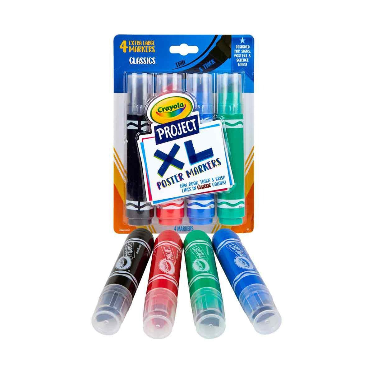 Crayola XL Poster Markers, Classic Colors, 4 Count
