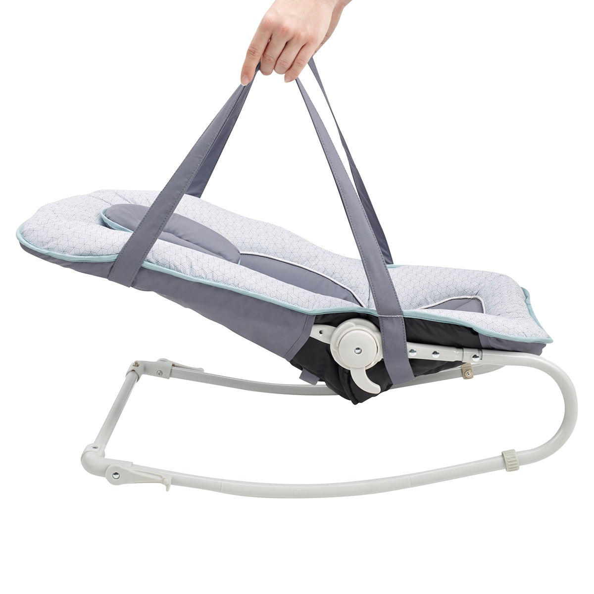 BabyMoov Graphik Baby Bouncer, Rocker Chair - 0m+ Recining Backrest, Cosy Cushioned Seat - Blue