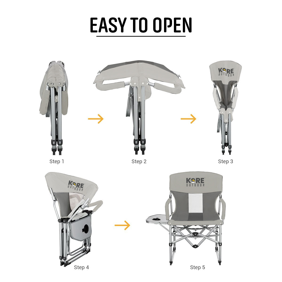Kore Outdoor Portable folding director camping chair with side table