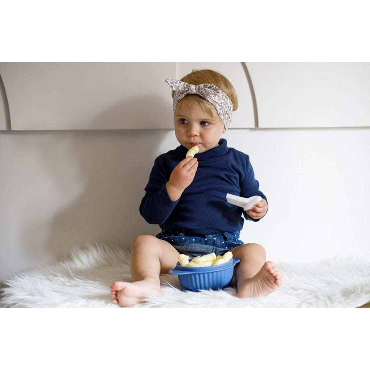 InnoGio GIO Owl Infant and Toddler Bowl with Lid, Dishwasher & Microwave Safe, Blue