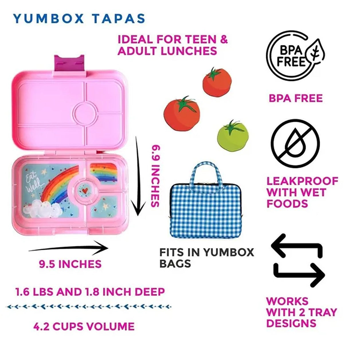 yumbox Power Pink Yumbox Panino Rainbow