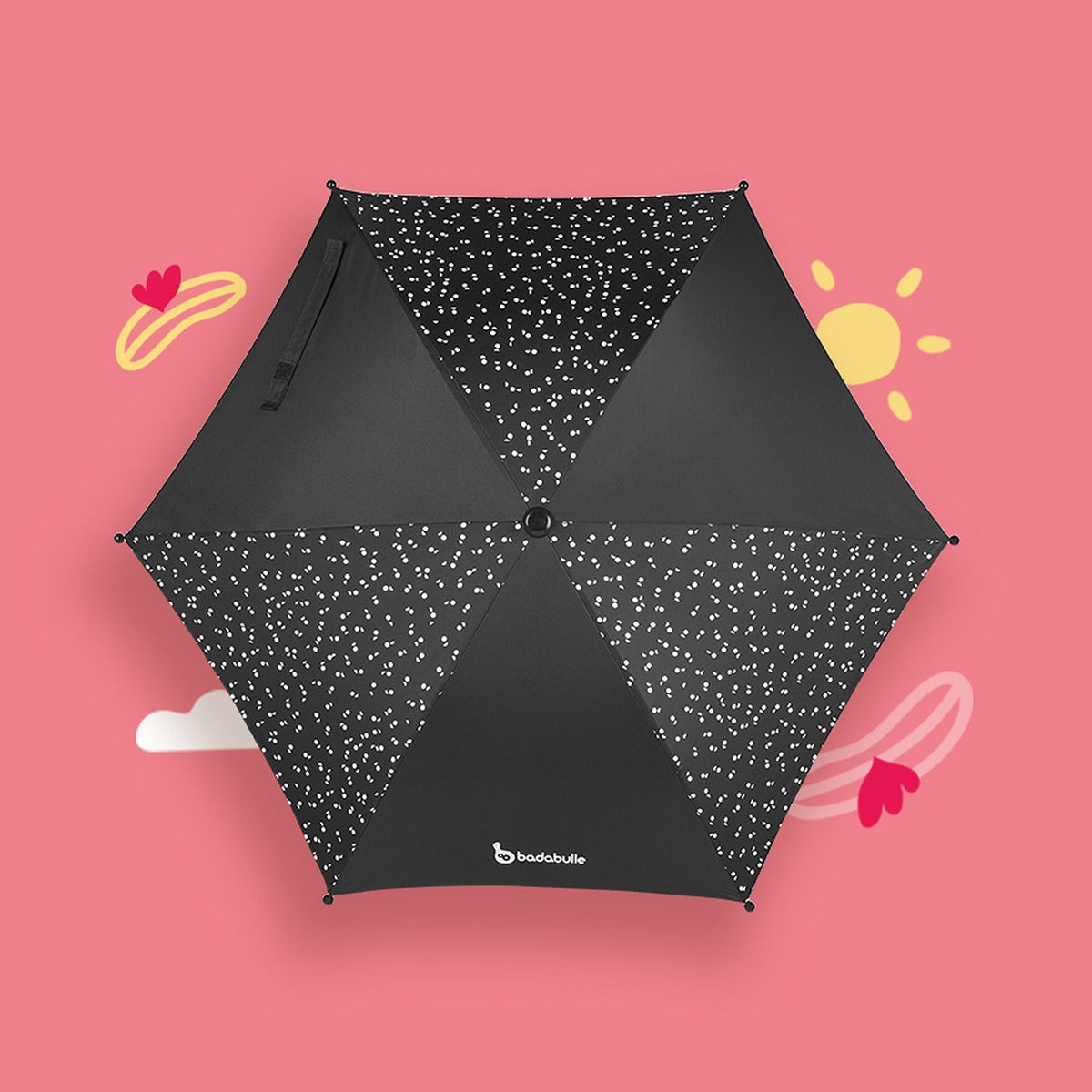 Badabulle Parasol Umbrella Anti Uv, for Pram, Stroller, Pushchair and Buggy | Universal Baby Protection - Black