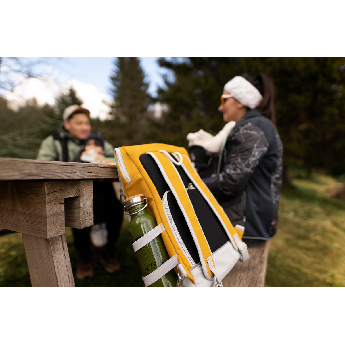 BabyMoov Sancy Diaper Bag Backpack | Unisex Back Pack with Heavy Duty Roll-Top Closure, Large Insulated Compartment, Changing Pad and Accessories, Saffron Yellow