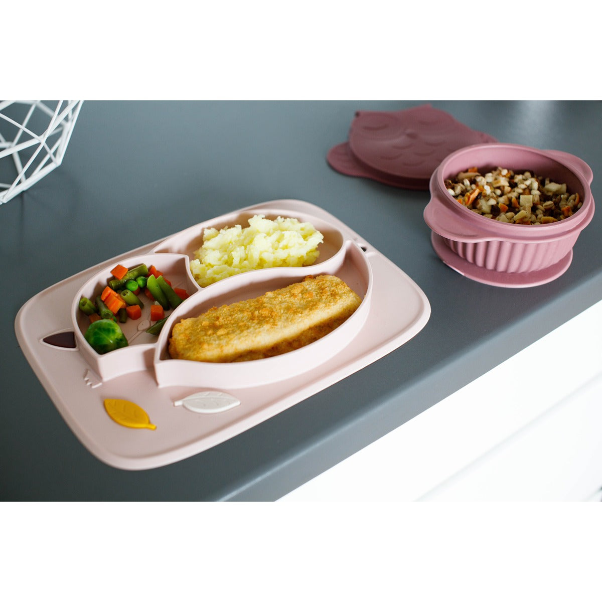 InnoGio GIO Fox Toddler Plate for Baby, Dishwasher Safe, Pink