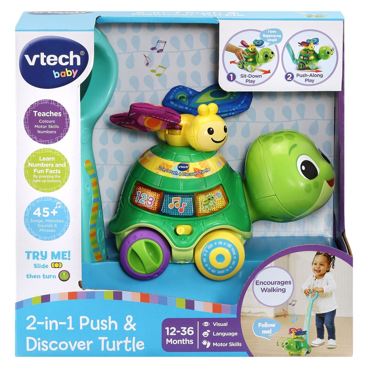 Vtech 2-IN-1 PUSH & DISCOVER TURTLE