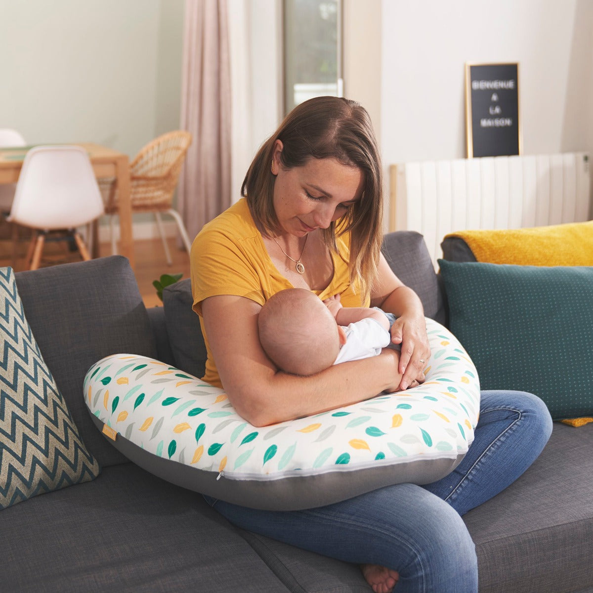 Badabulle Maternity Cusion Feathers | Nursing Pillow Comfortable with its microbead filling, Soft, stretch fabric