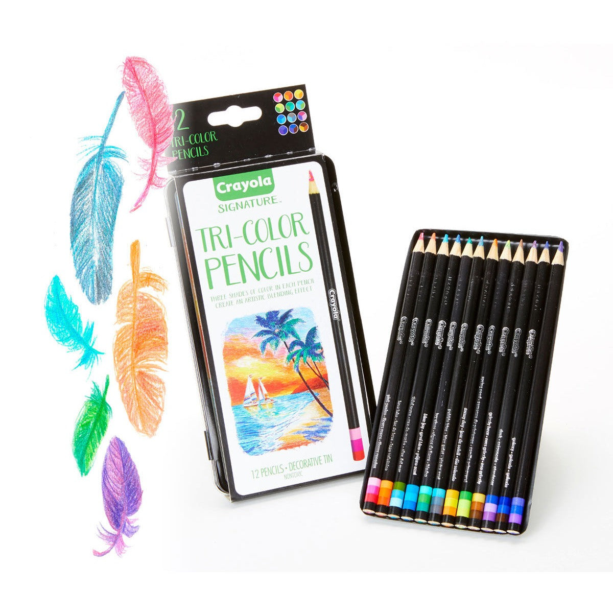 Crayola Tri-Shade Colored Pencils with Decorative Tin 12 count