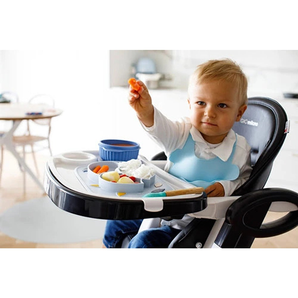 InnoGio GIO Fox Toddler Plate for Baby, Dishwasher Safe, Blue