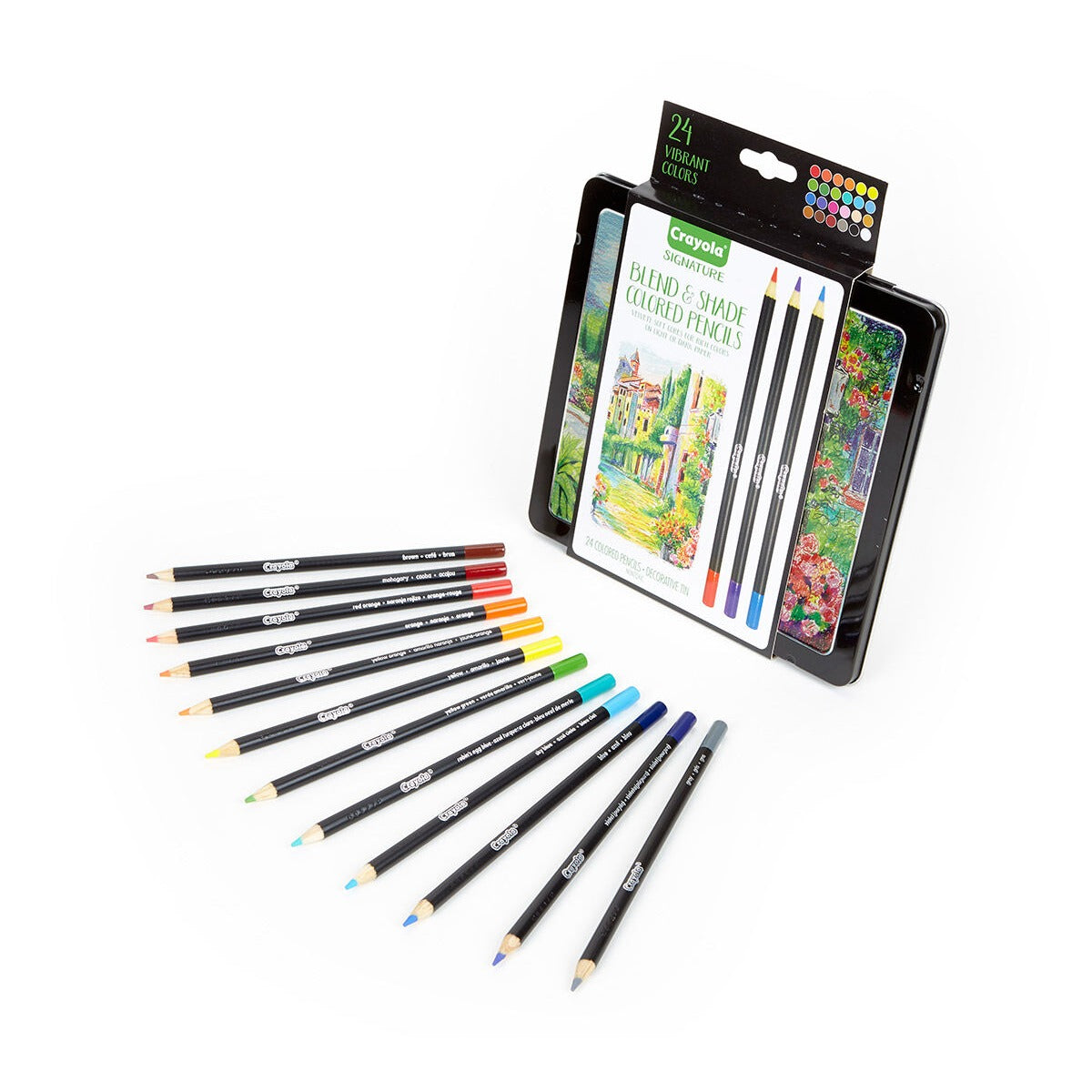 Crayola Signature Blend & Shade Colored Pencils with Tin, 24 Count