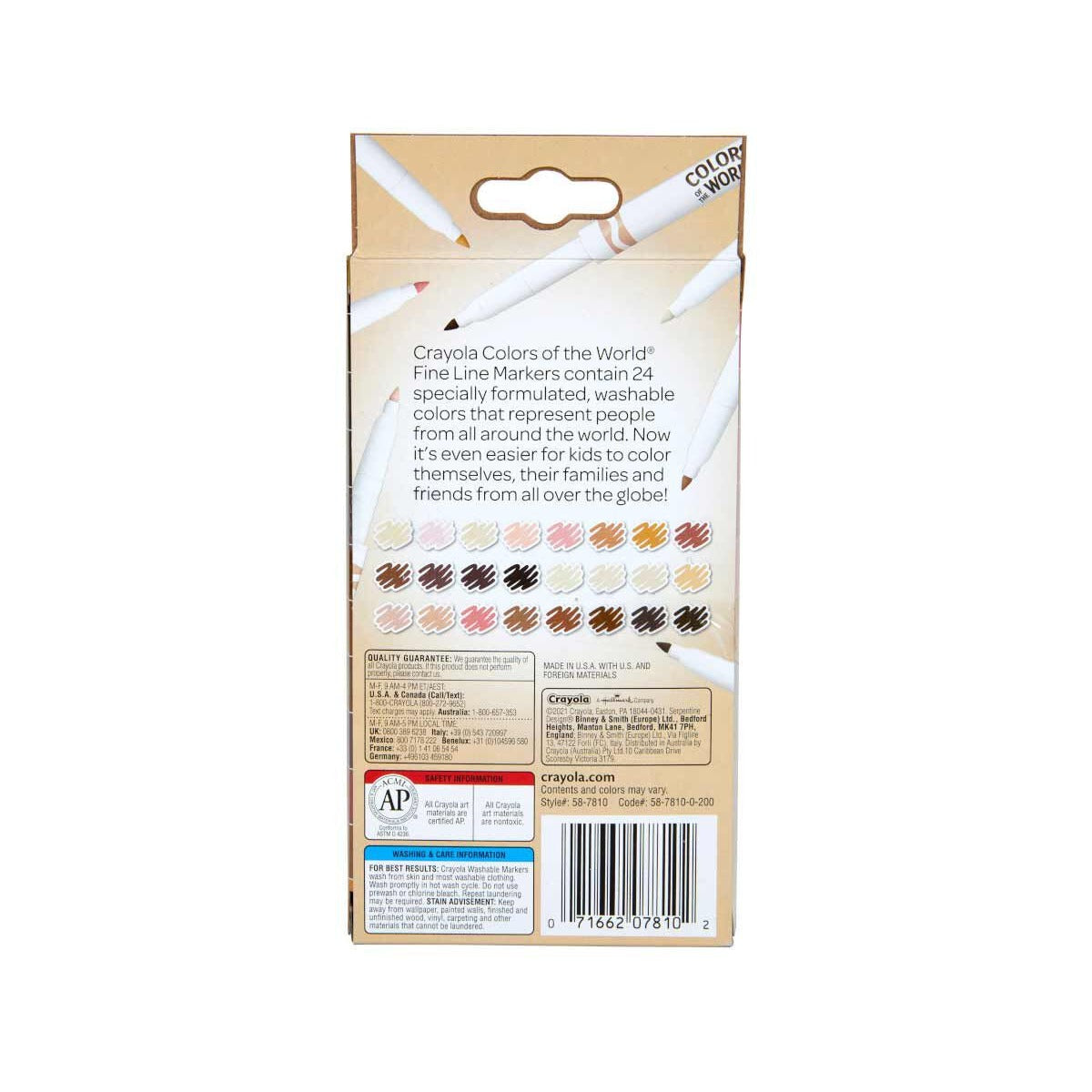 Crayola Colors of the World Fine Line Washable Skin Tone Markers, 24 Count