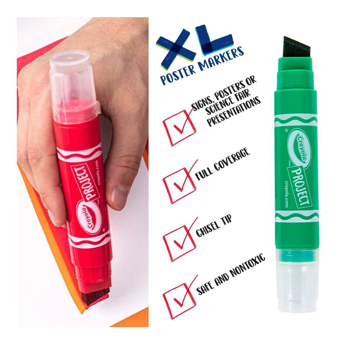 Crayola XL Poster Markers, Classic Colors, 4 Count