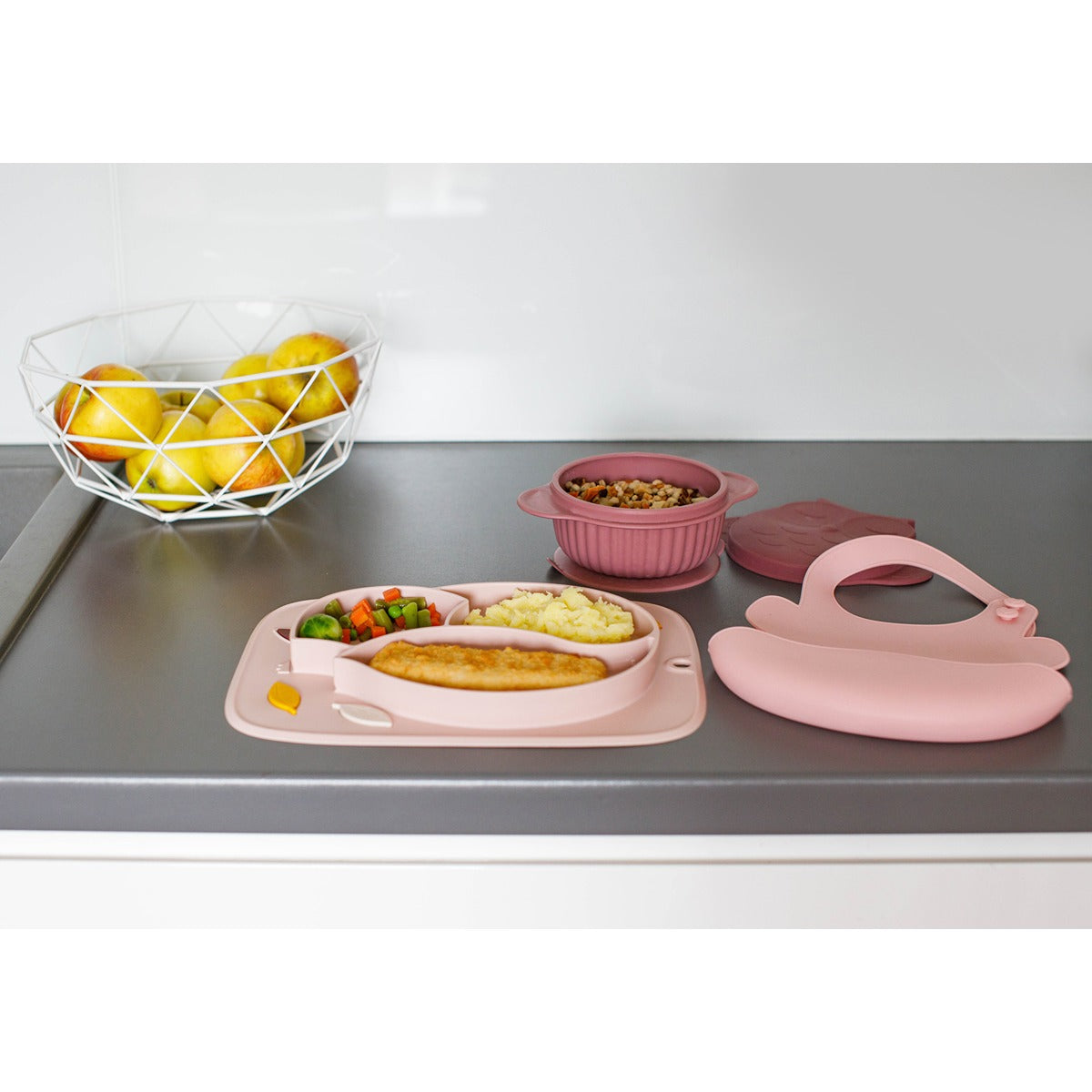 InnoGio GIO Fox Toddler Plate for Baby, Dishwasher Safe, Pink
