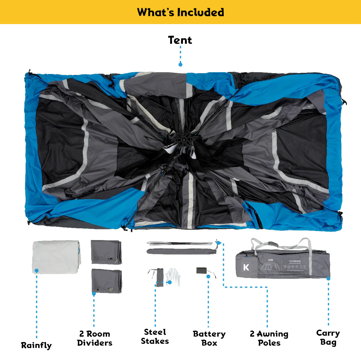 Kore Outdoor 12 person lighted instant cabin tent 18â€™ x 10â€™