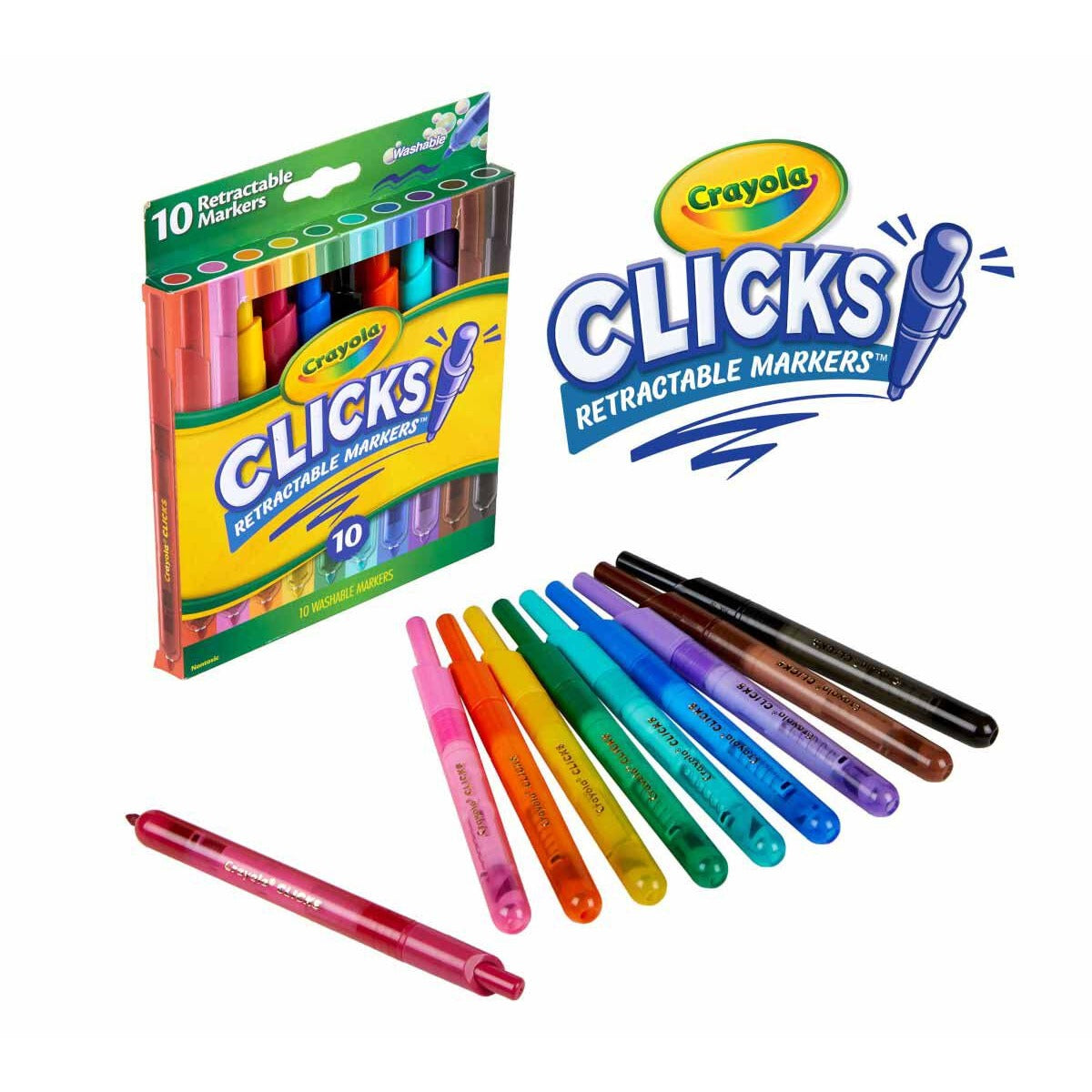Crayola Super Clicks Retractable Markers, 10 Count