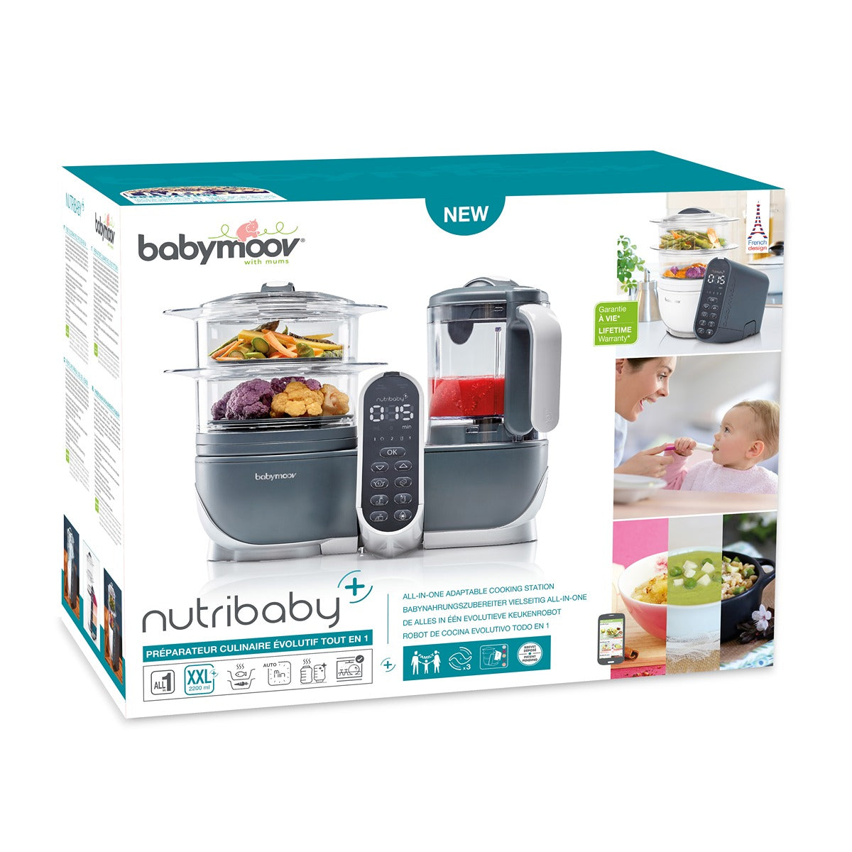 BabyMoov Nutribaby (+) Food Processor & Blender Mixer - Industrial grey