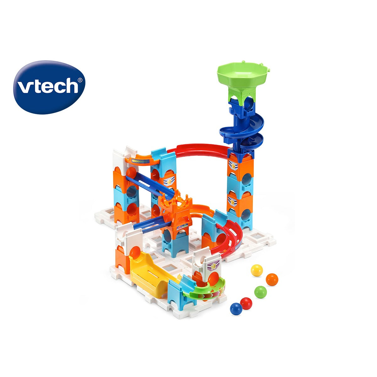 Vtech Marble Rush Spiral City | Construction Toys For Kids With 5 Marbles And 62 Building Pieces, Electronic Track Set For Boys And Girls, Color-Coded Building Toy With Music And Sound, 4 Years+