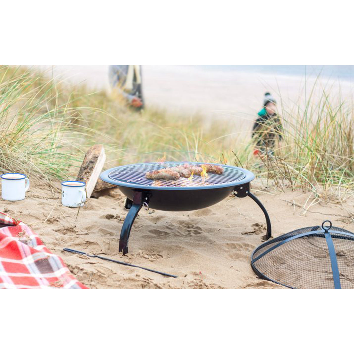 Lahacienda La Hacienda 58106 Camping Firebowl with Grill - Black
