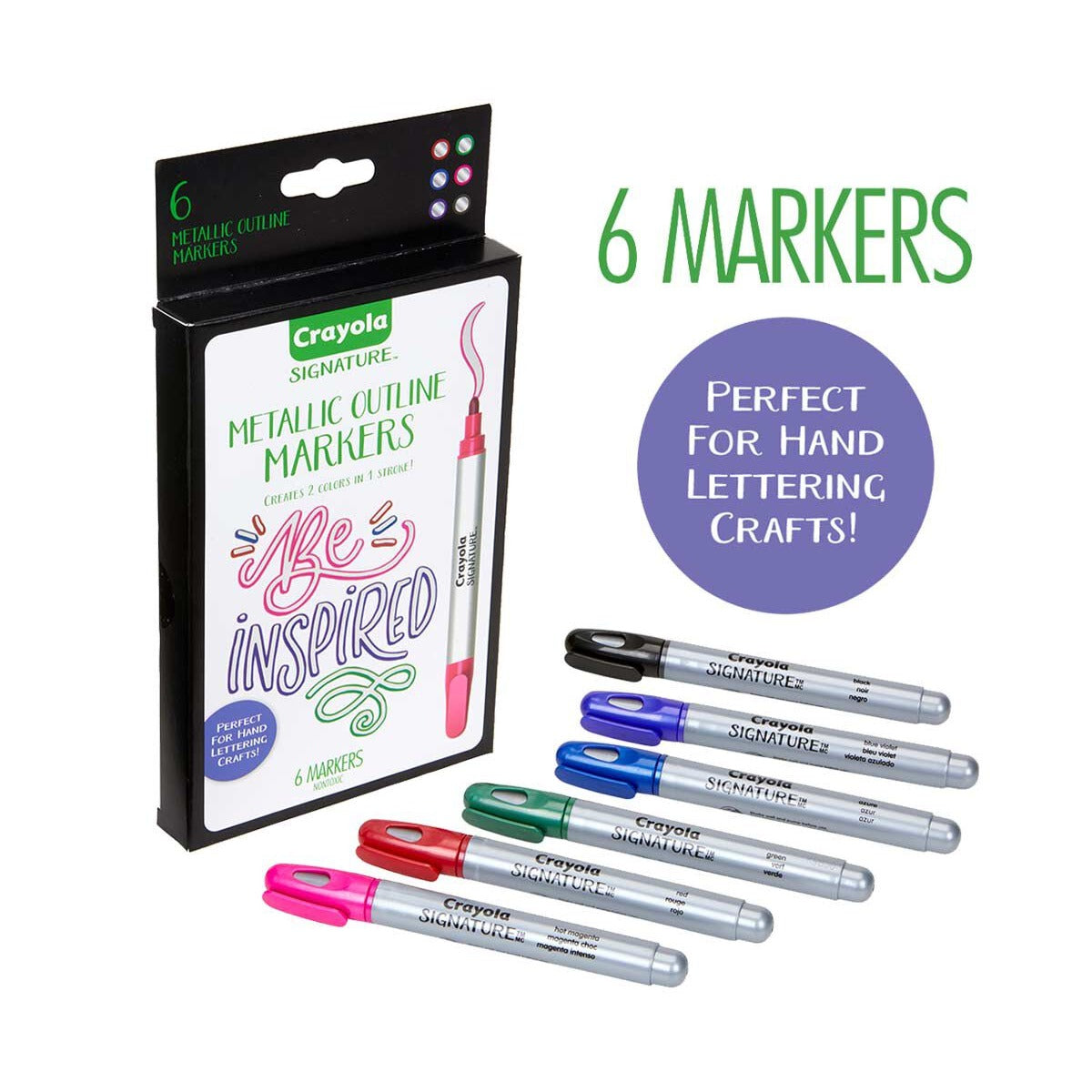 Crayola Signature Metallic Outline Paint Markers, 6 Count