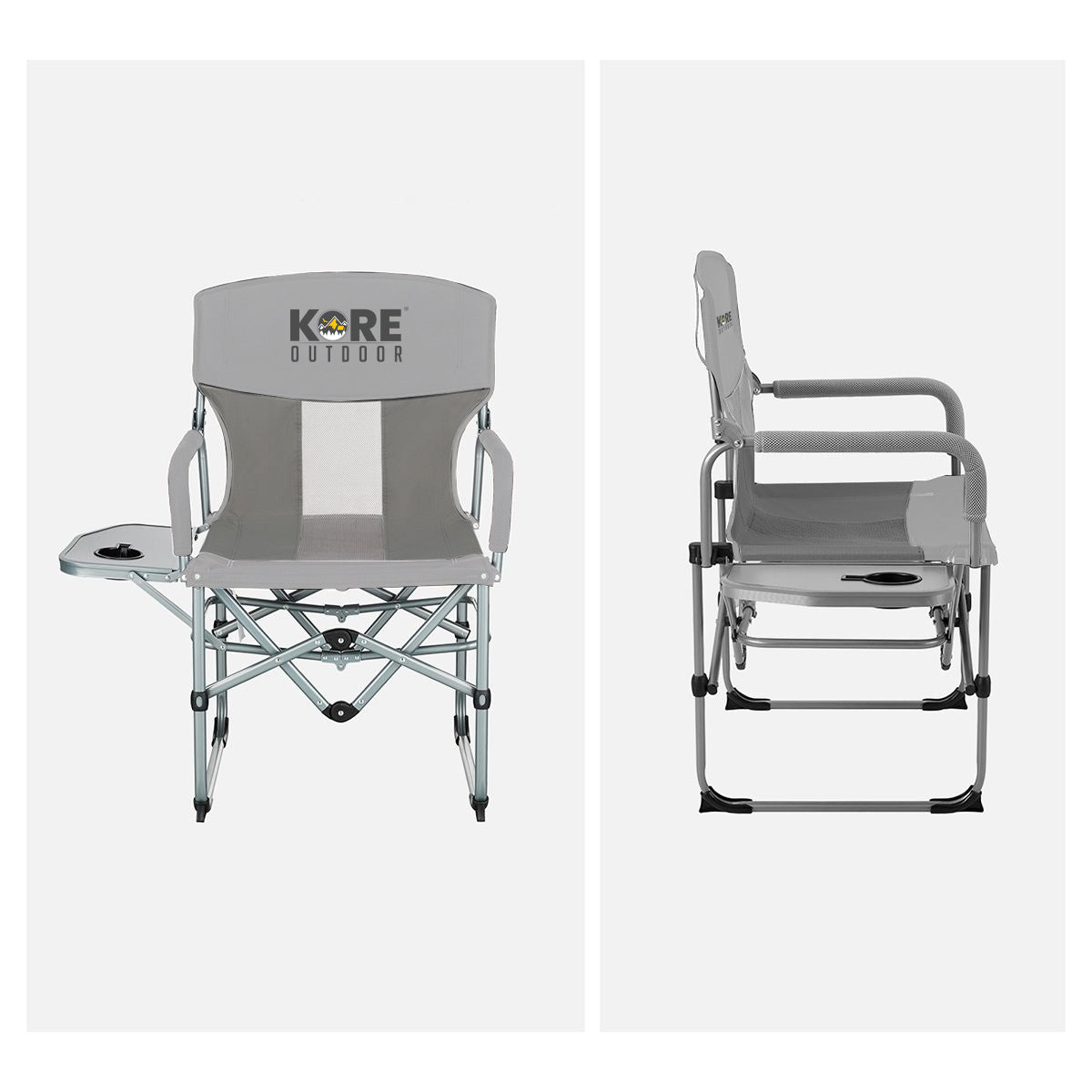 Kore Outdoor Portable folding director camping chair with side table