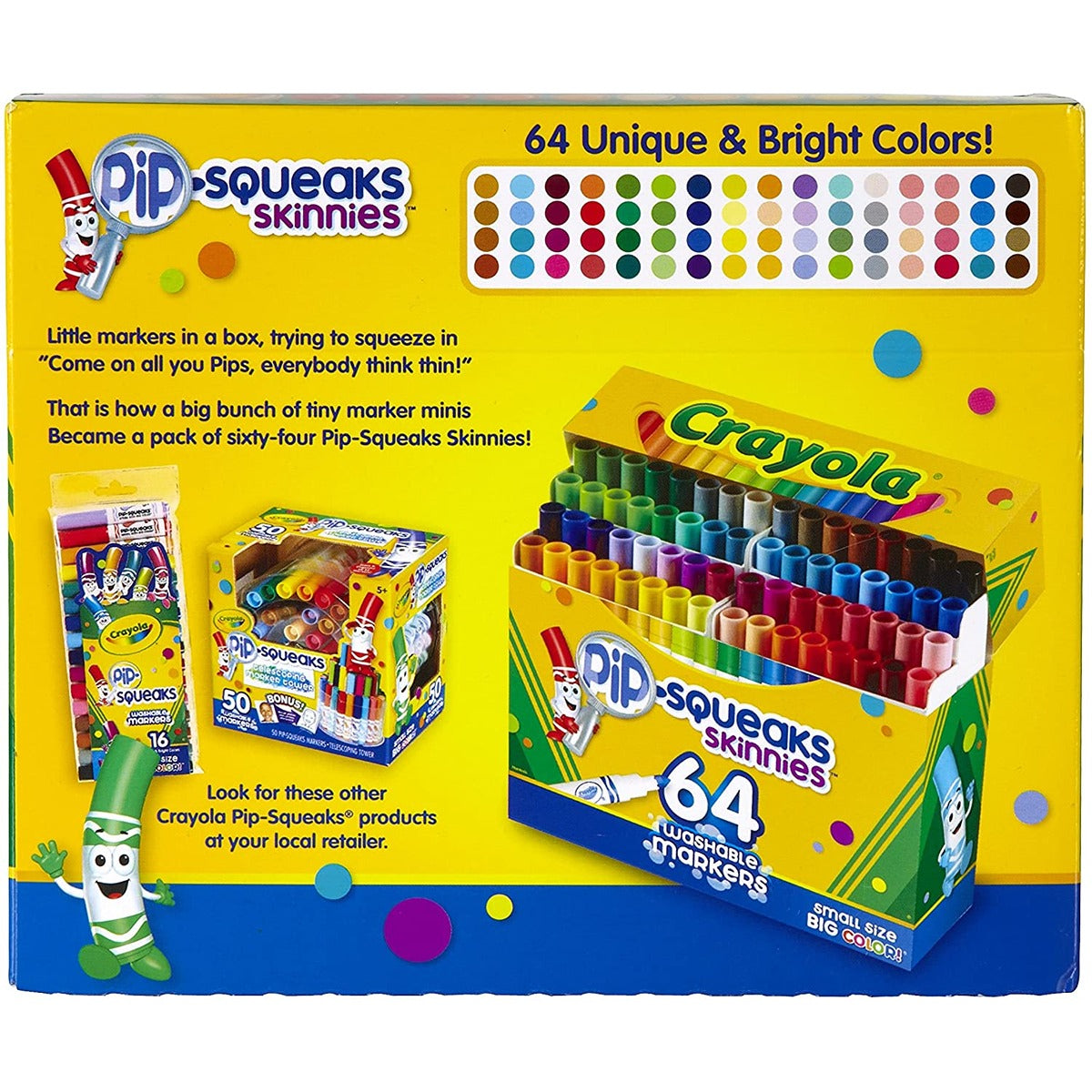 Crayola 64 ct. Washable Pip-Squeaks Skinnies Markers