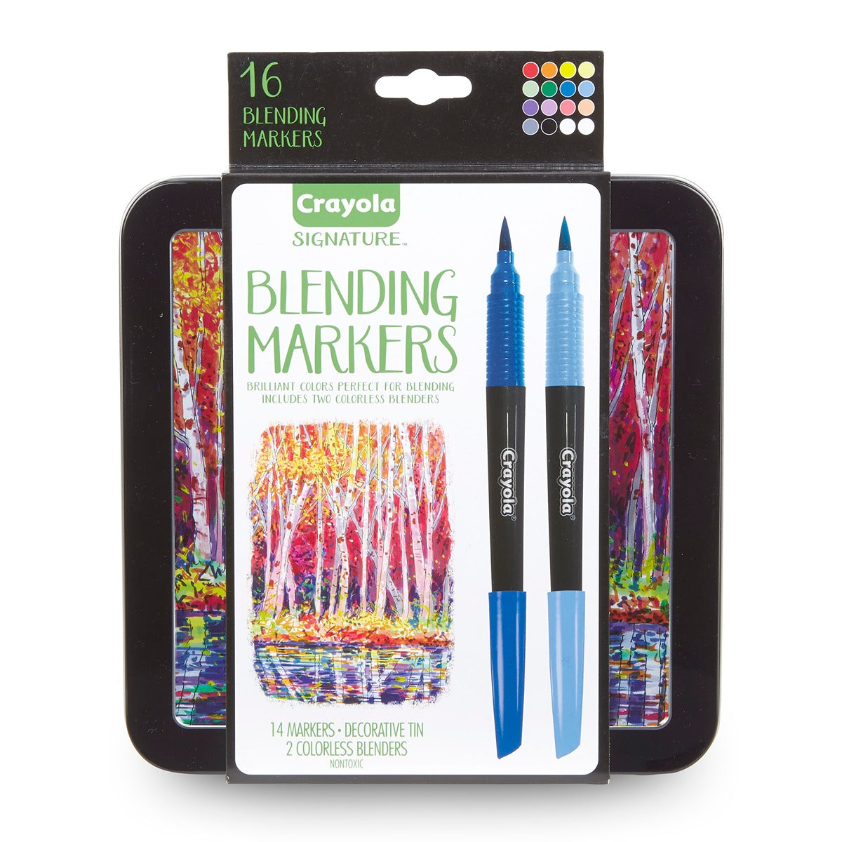 Crayola Signature Blending Markers with Tin, 16 Count