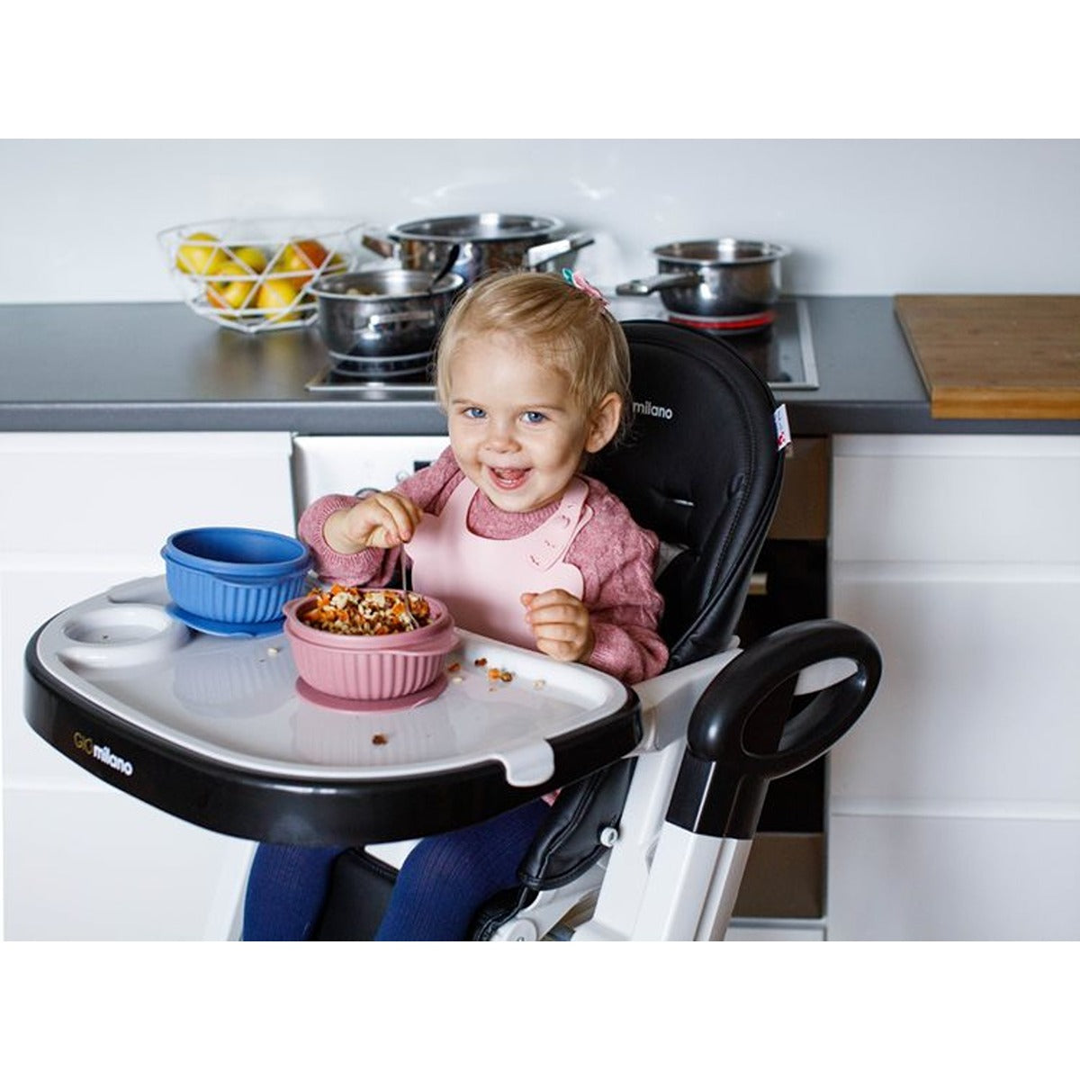 InnoGio GIO Owl Infant and Toddler Bowl with Lid, Dishwasher & Microwave Safe, Blue