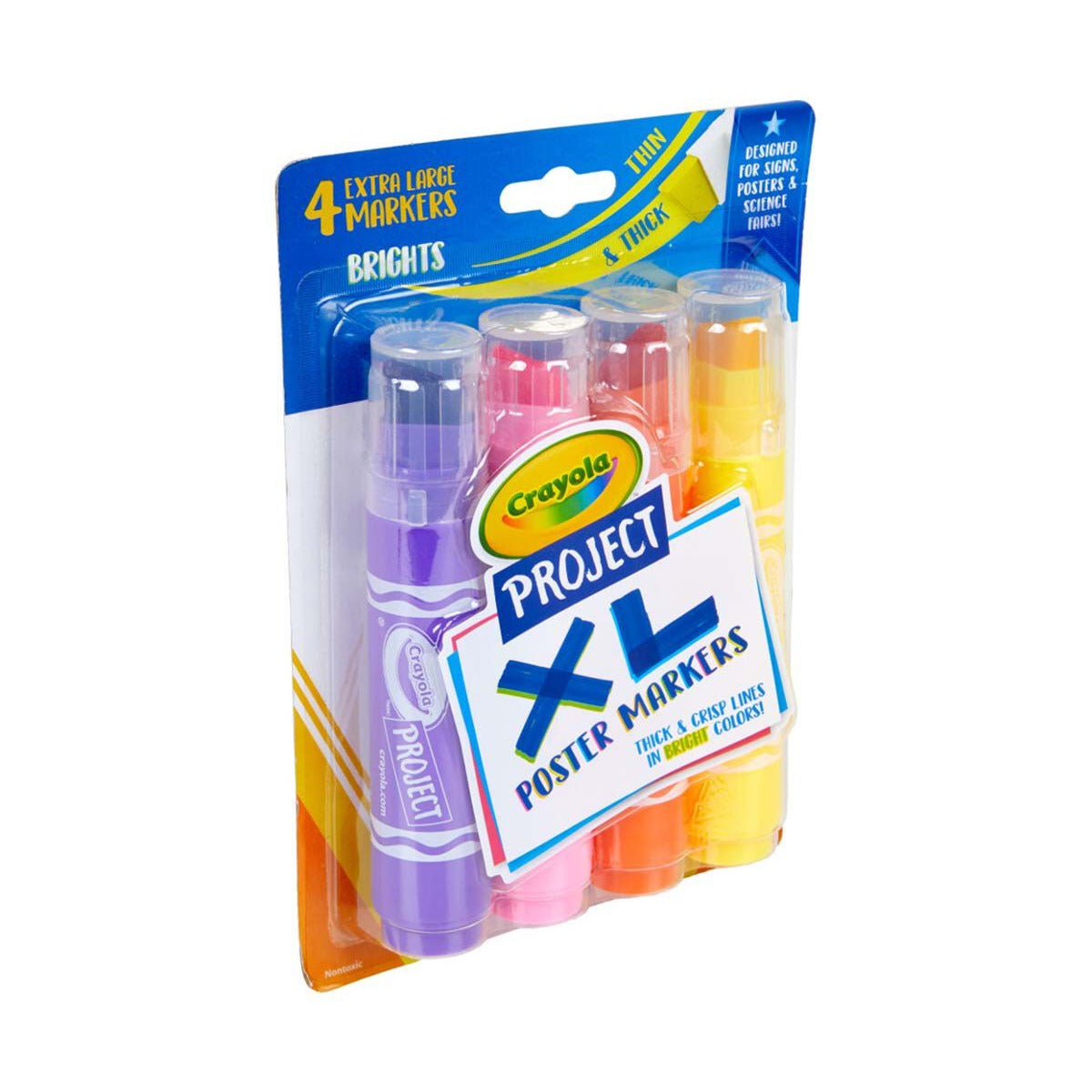 Crayola XL Poster Markers, Bright Colors, 4 Count
