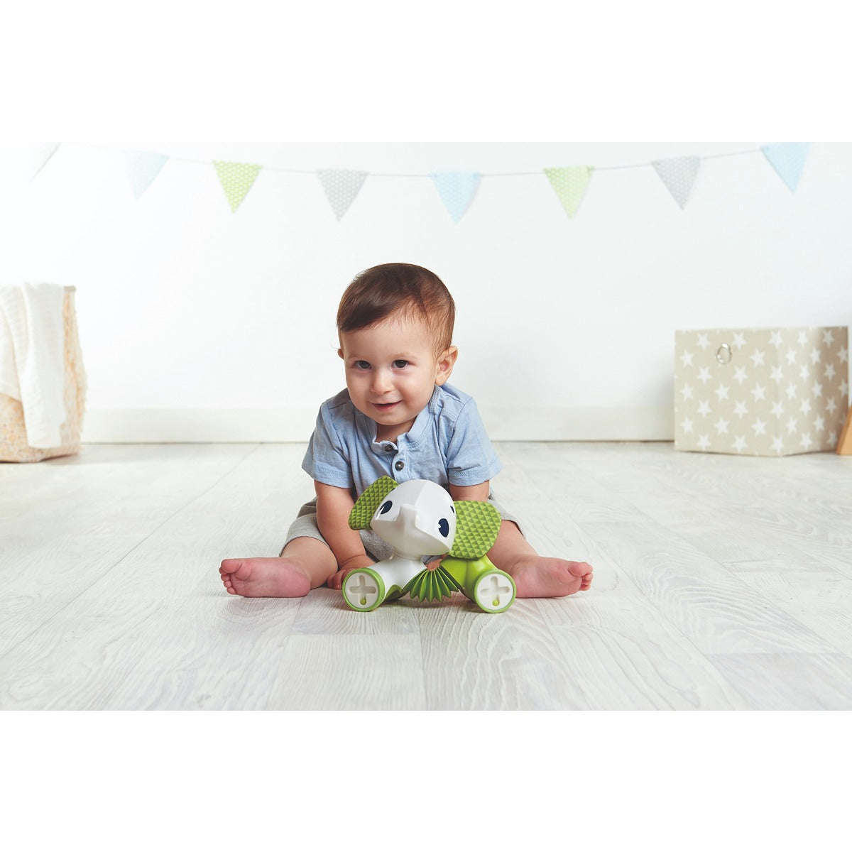 Tiny Love TINY ROLLING TOY - SAMUEL THE ELEPHANT | 3 months + Babies | Cognition Developing Flexible Toys | Green