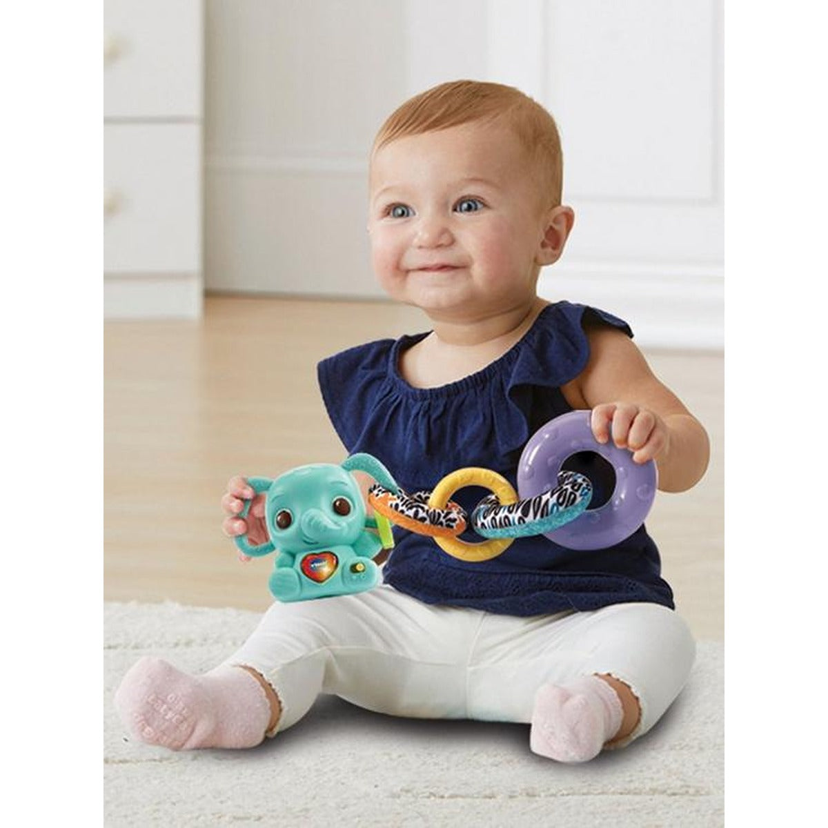 Vtech Stack, Rattle & Link Elephant  | Interactive & Developmental Toy with Sounds and Music | For Boys & Girls, Suitable for Ages 3 Months+