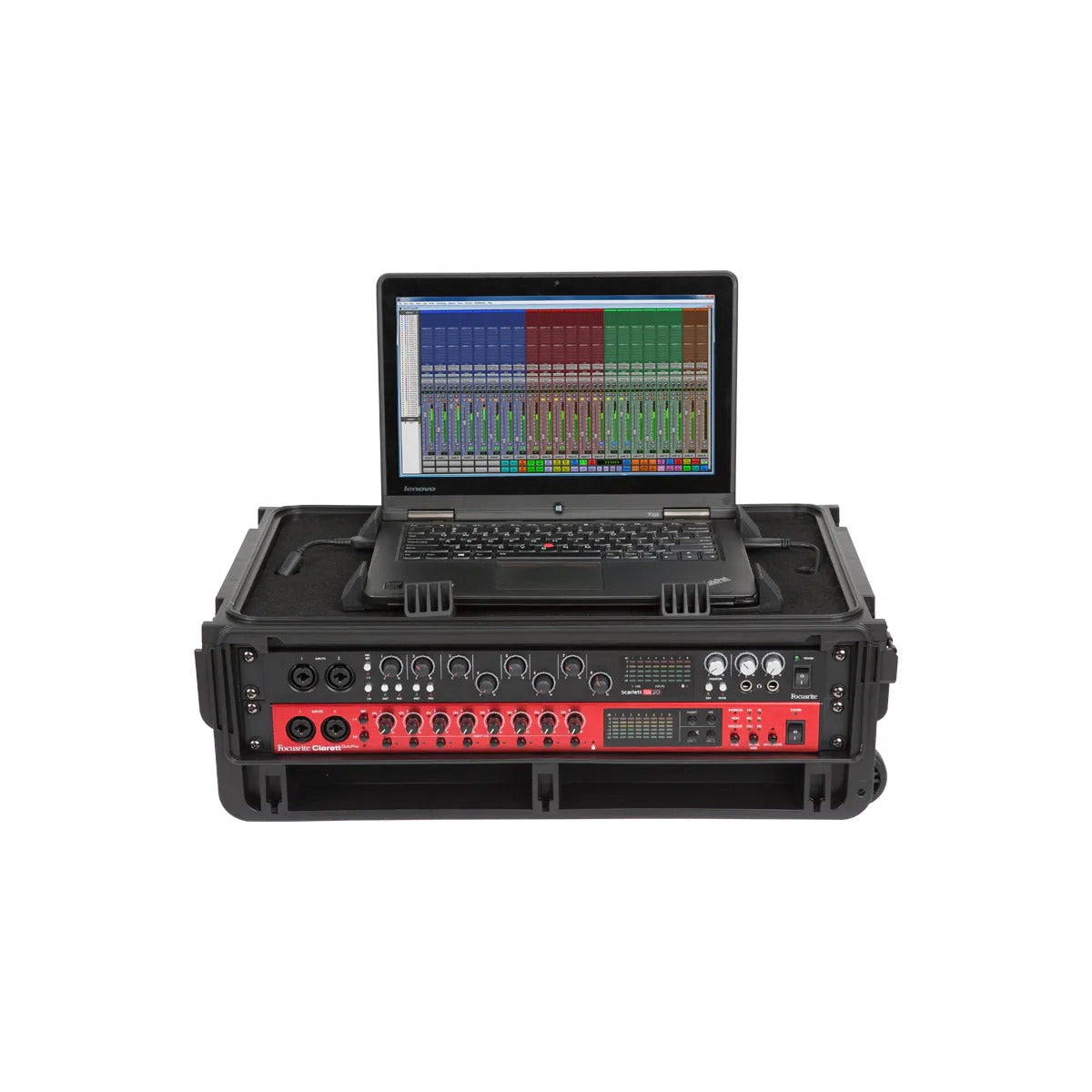 SKB Injection Molded 2ULaptop/Studio Flyer Rack Case with wheels and pull handle