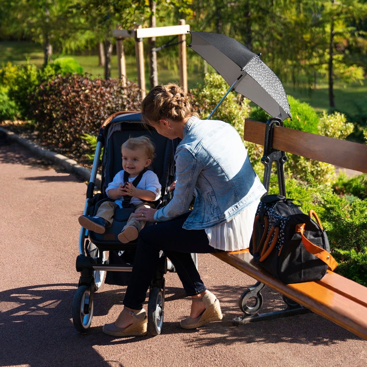 Badabulle Parasol Umbrella Anti Uv, for Pram, Stroller, Pushchair and Buggy | Universal Baby Protection - Black