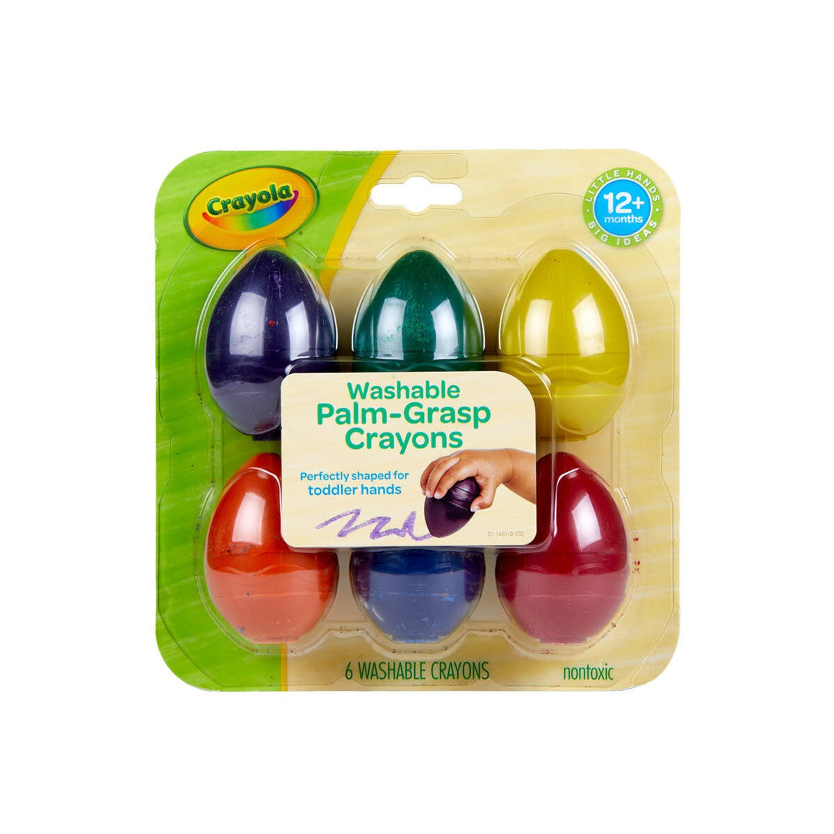 Crayola Palm Grasp Toddler Crayons, 6 Count