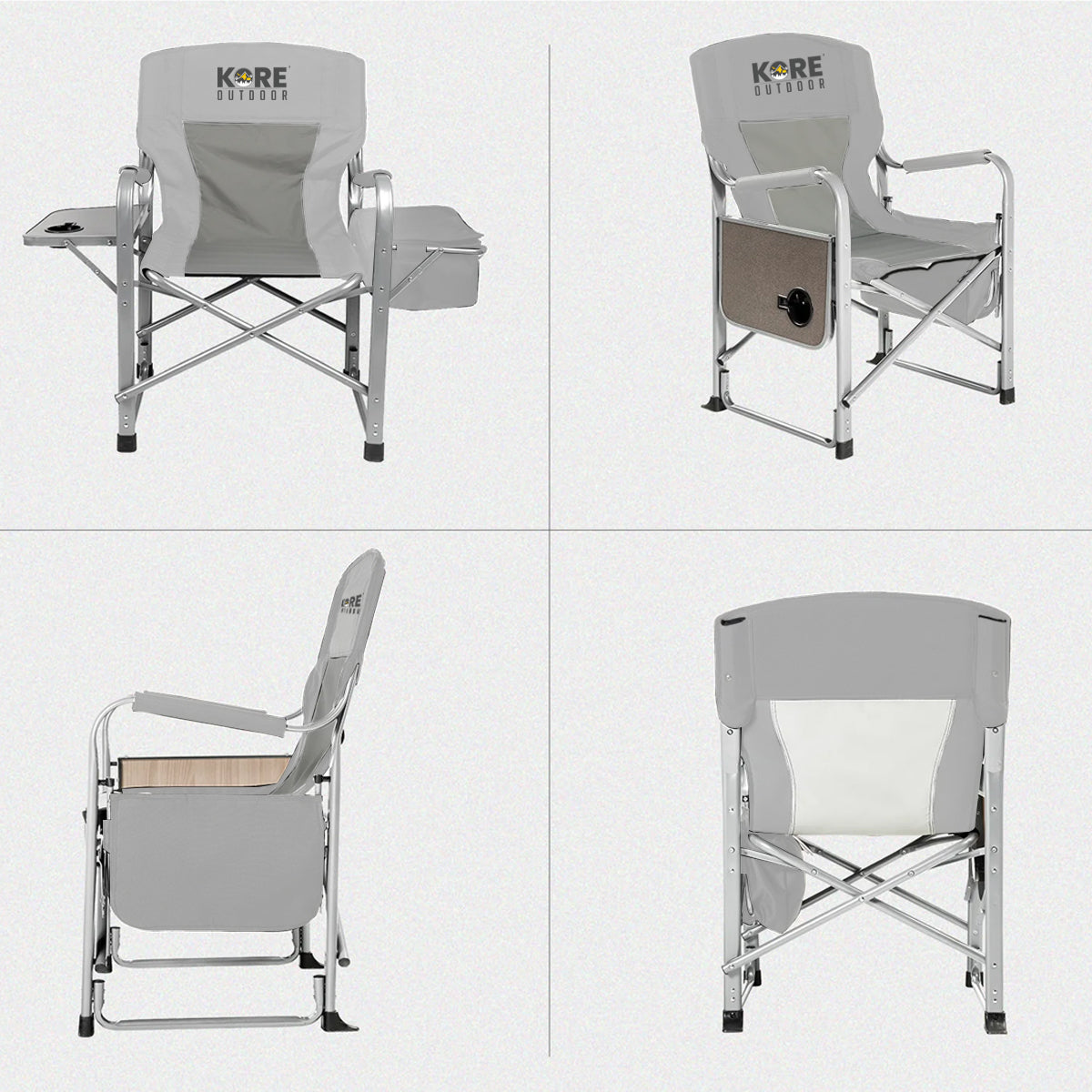 Kore Outdoor Folding camping director chair with cooler bag and side table