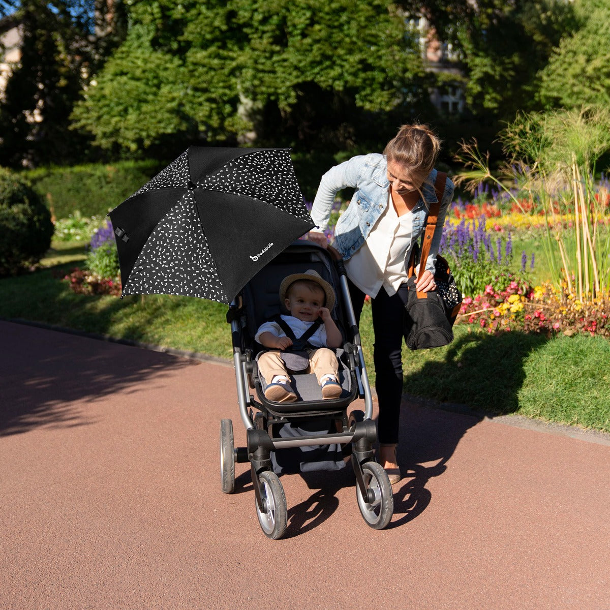 Badabulle Parasol Umbrella Anti Uv, for Pram, Stroller, Pushchair and Buggy | Universal Baby Protection - Black
